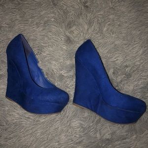blue steve madden wedges